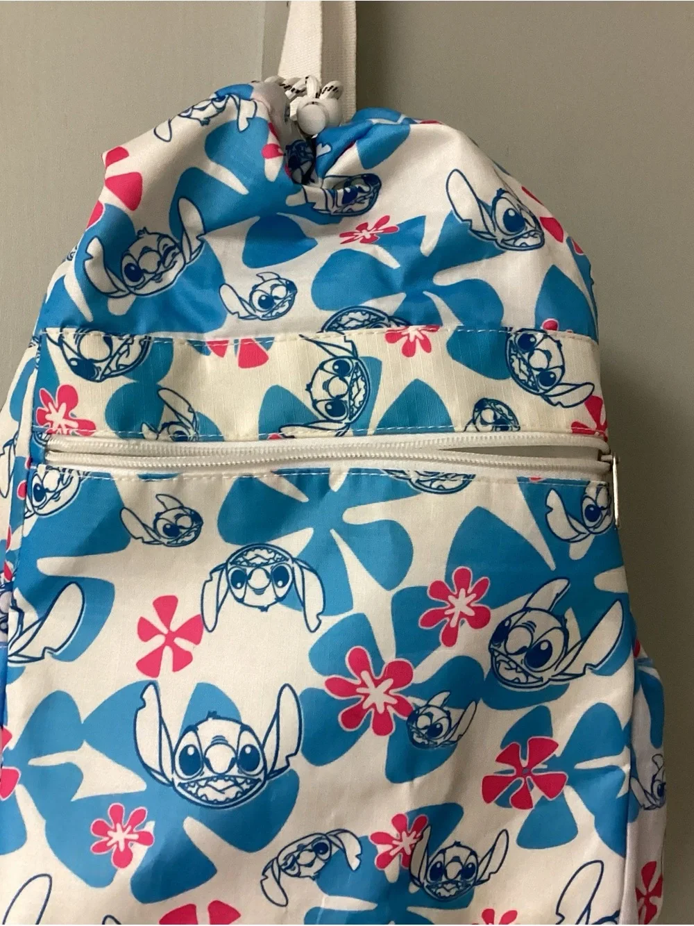 Blue & White Kids Backpack with Stitch Print Disney